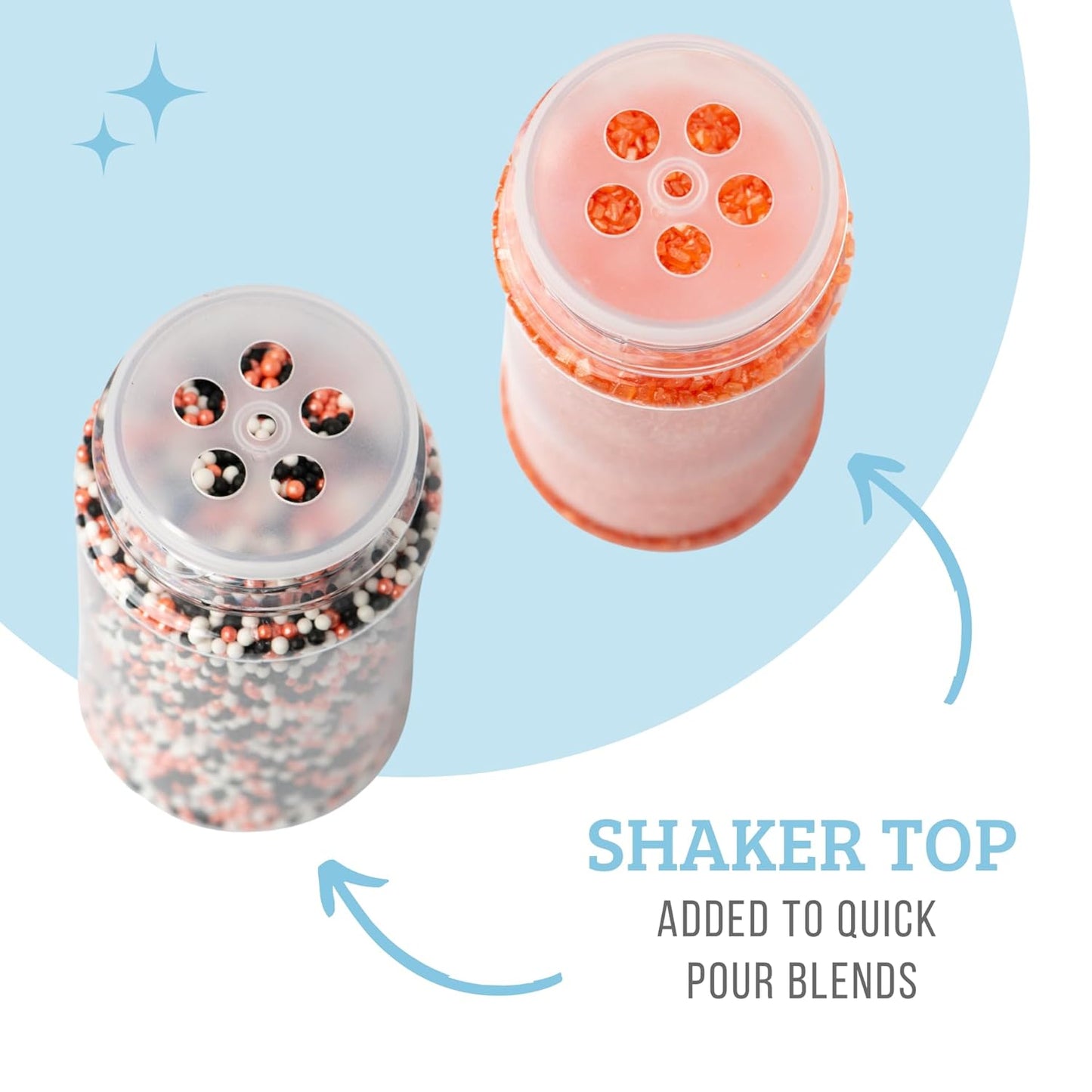 Sweets Indeed Halloween Sprinkles 4-Pack – 10.90 oz Jar Set | Candy Eyeball Mix, Bat & Pumpkin Quin Mix, Orange Sanding Sugar & Black/White/Orange Nonpareils | Cupcake & Cookie Decorations