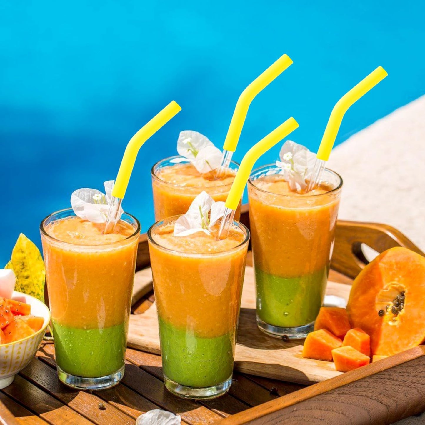 6Pcs Metal Straw Silicone Tips 5/16 IN Wide(8mm Outer Diameter) Food Grade Rubber Straw Covers Yellow Flex Elbow Replacement Tip for Stainless Steel Metal Straws