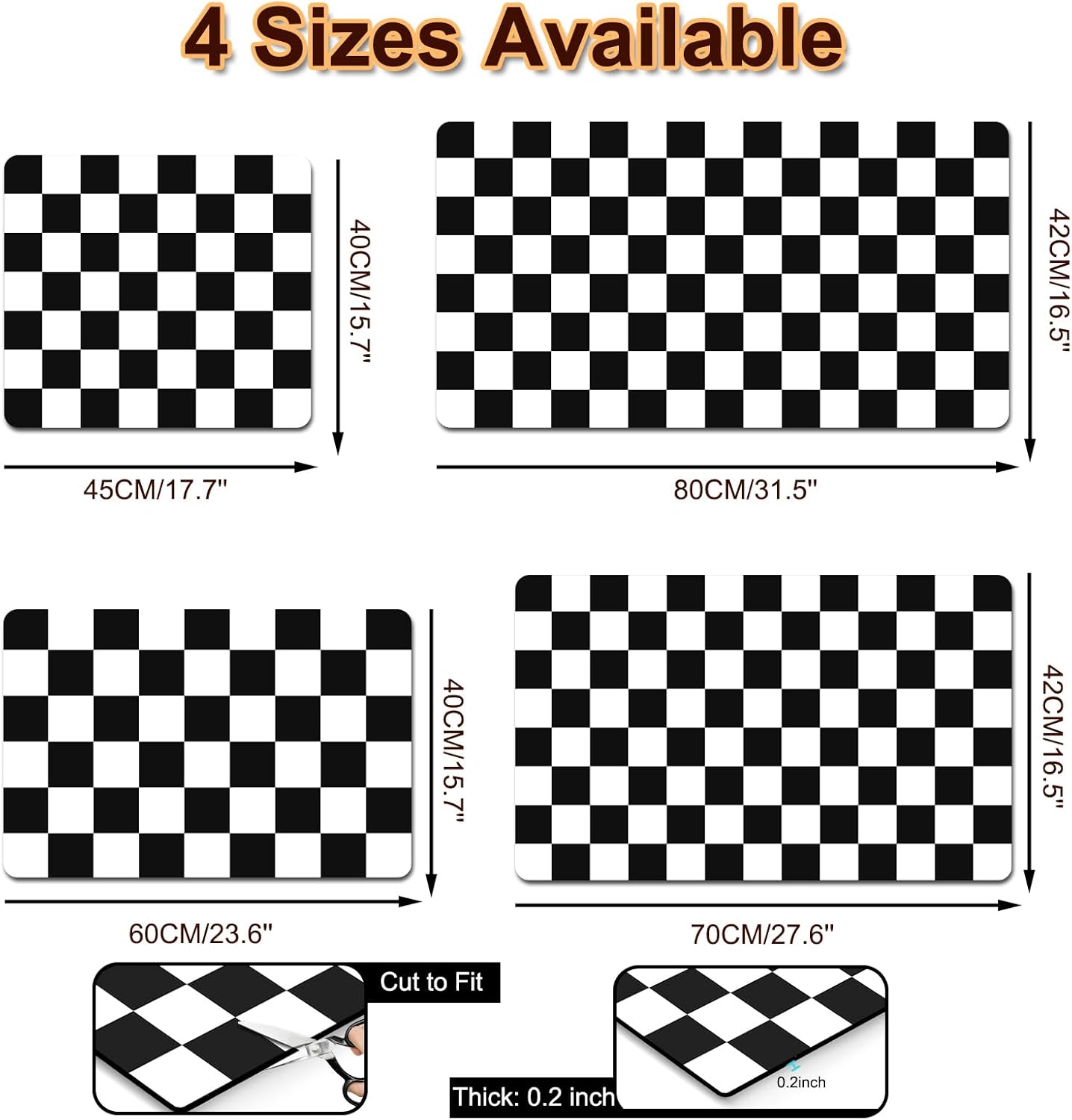 BLESWIN Dish Drying Mat for Kitchen, 15.7’’ X 17.7’’ Coffee Bar Mats for Countertop Fit Under Coffee Maker, Hide Stain Rubber Backed Espresso Machine Absorbent Drying Pad, Black & White