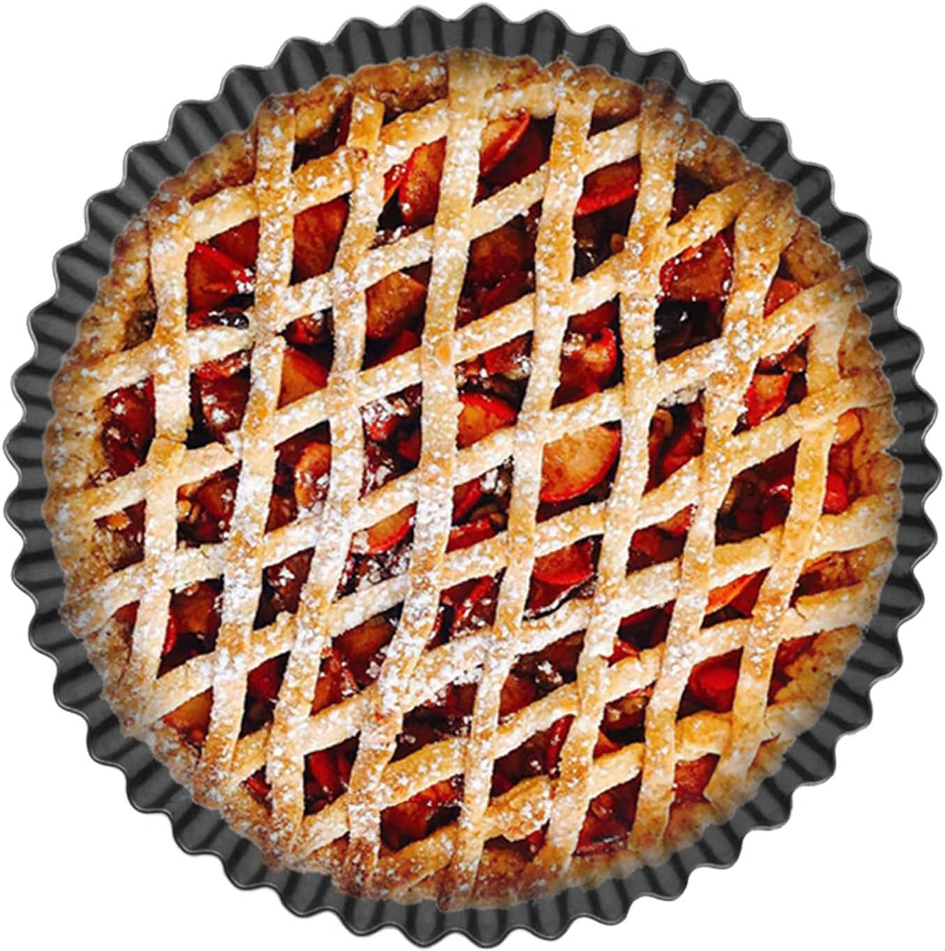 Tart Pans 9 Inch with Removable Bottom Fluted Pie Tart Pans, Round Non-Stick Pan Quiche Pan, for Baking Pizza Mousse Cakes, Christmas Dessert