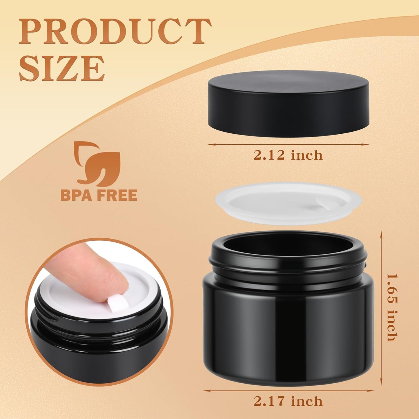 Glass Jars with Lids,Eco-Friendly Cosmetic Containers with Airtight Black Lids & Liners, Multi-Color Options for Cream, Lotion, Body Butter, DIY Skincare Travel Jars (Black, 2oz)