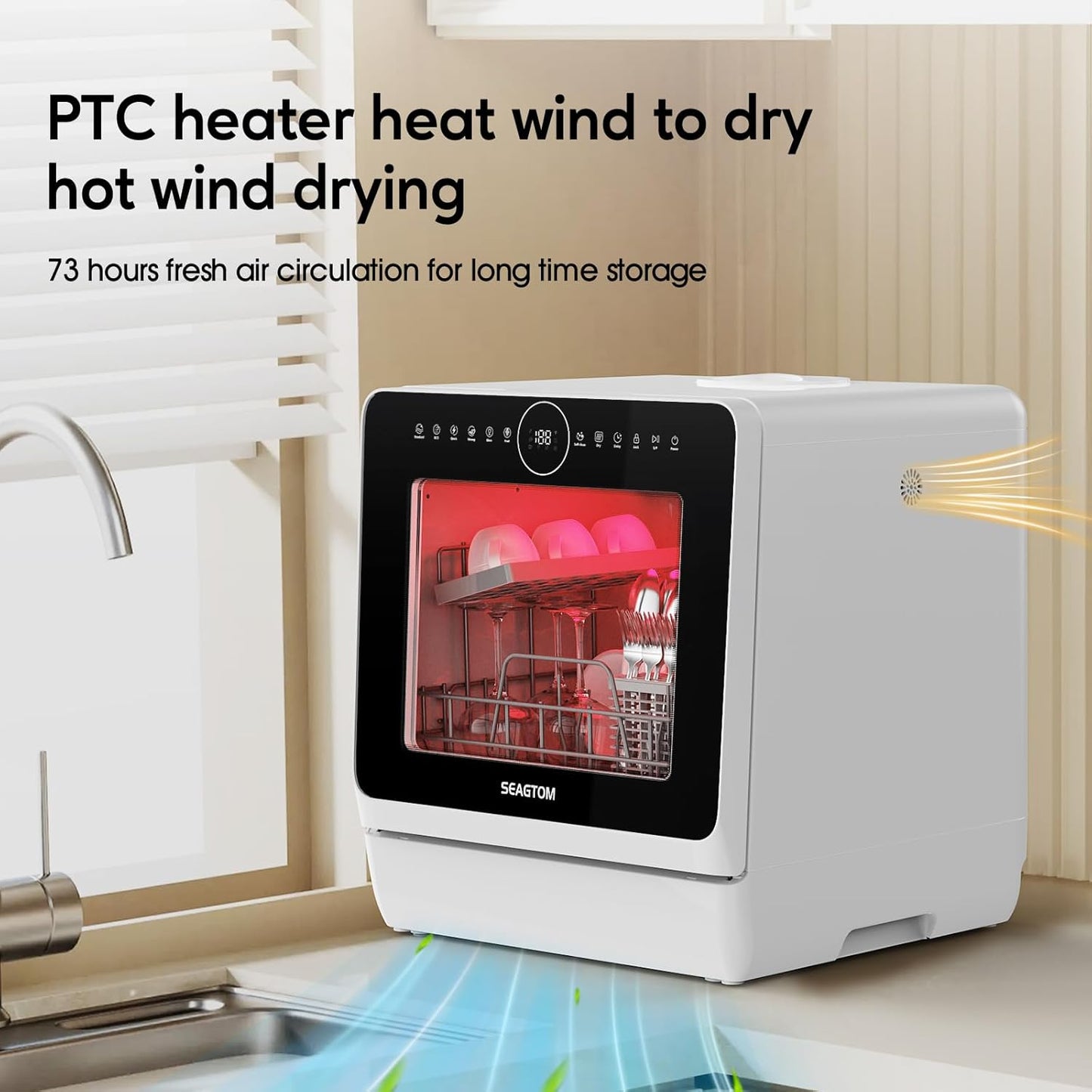 Countertop Mini Portable Dishwasher Tabletop Small Dishwasher with 5L Built-in Water Tank No HookupNeeded, Baby Care & Air-Drying Function，3 Place Set Capacity for Apartments Dorms Camping RVs