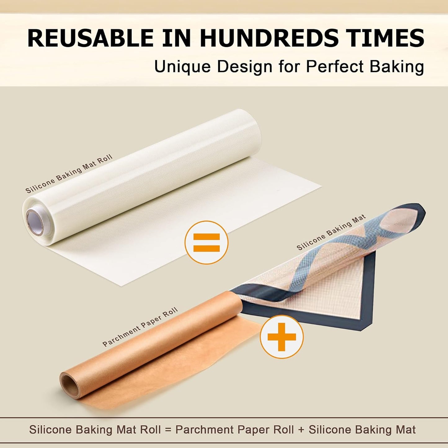 Silicone Baking Mat Roll - Best German Silicone - Non-slip Silicone Pastry Mat, Non-Stick Reusable Air Fryer Linner, Counter Mat, Oven Liner, Freeze Dryer Mat - 16IN x 8FT