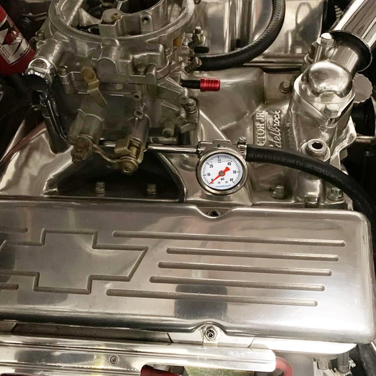 Glycerin Filled Pressure Gauge with 304 Stainless Steel Case, 1-1/2" Dial Size, 0-60Psi, High Accuracy, 1/8" NPT Center Back Mount