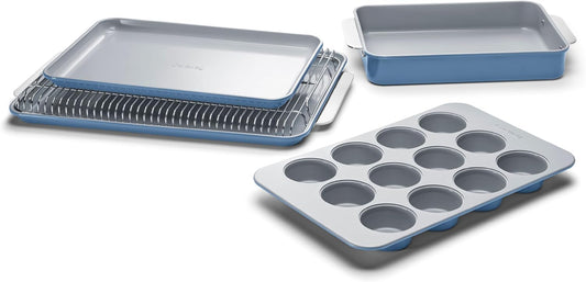Caraway Nonstick Ceramic Bakeware Set (5 Pieces) - Baking Sheets, Assorted Baking Pans & Storage - Aluminized Steel Body - Non Toxic, PTFE & PFOA Free - Slate