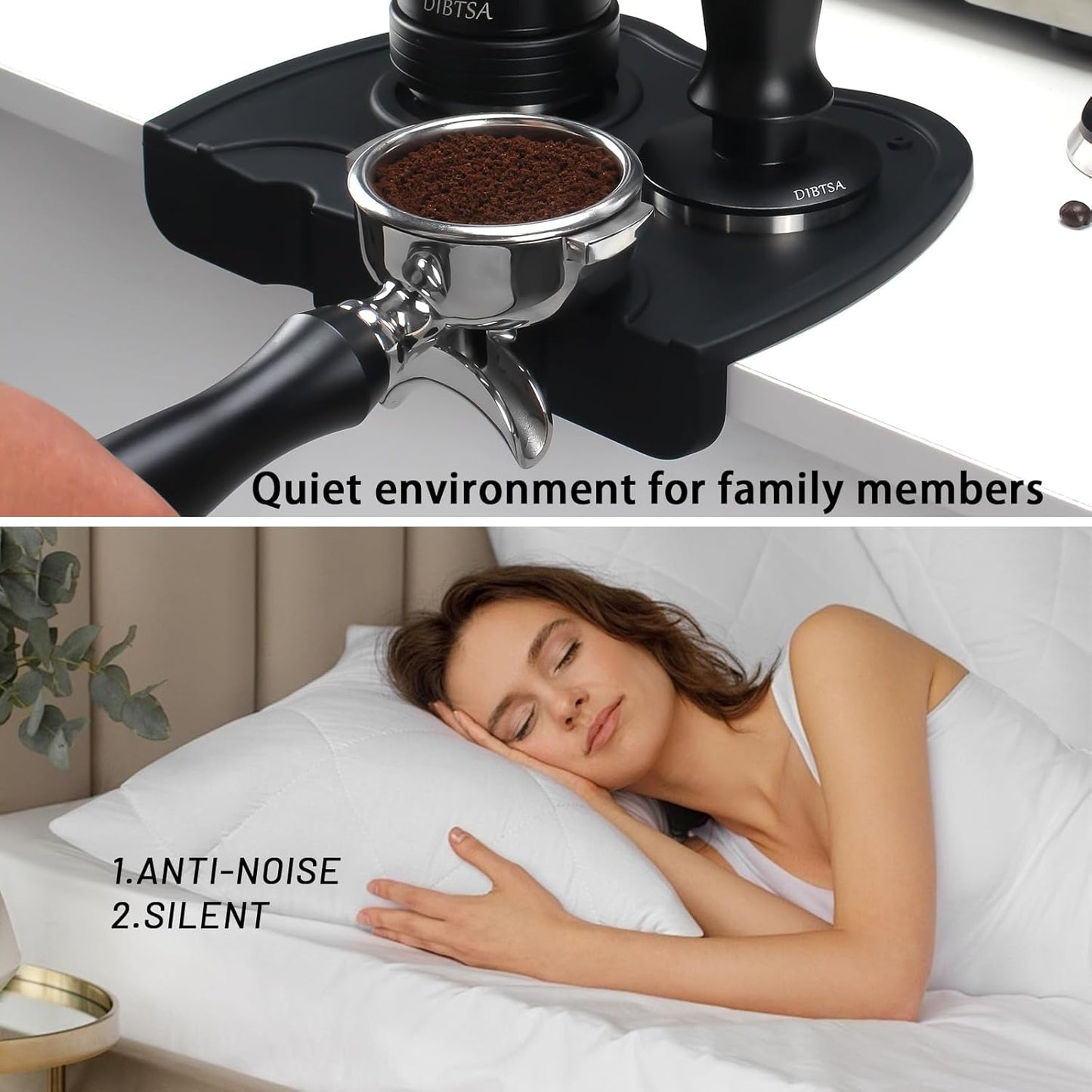 Espresso Tamping Mat, Silicone Coffee Tamper Mat with Corner Edge Tamp Support Station for Countertop, Barista Tools, Espresso Accessories, Large, Black