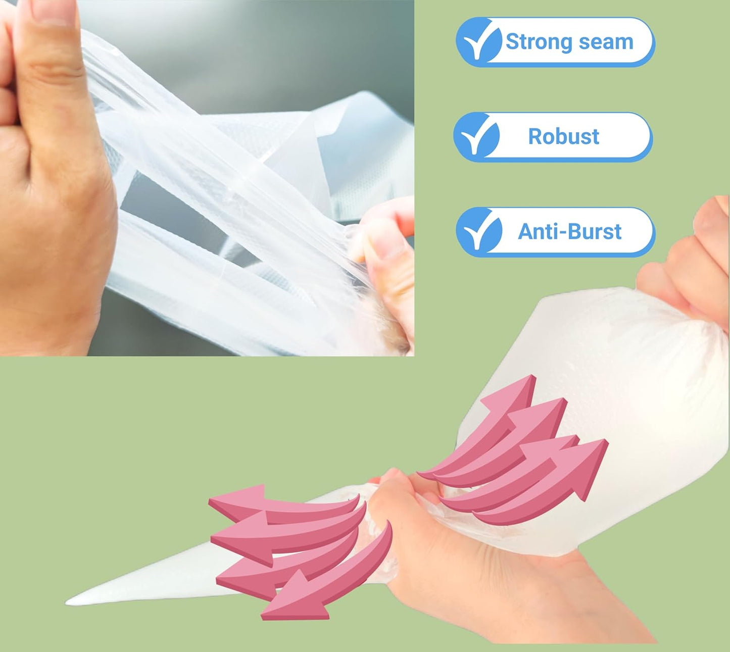 XXL 23 Inch Extra Large Piping Bags 100 Pack - Disposable Pastry Bags - Thick Anti-Burst Pastry Icing Frosting Piping Bags For Decorating Cupcakes Cakes Cookies (Extra Large 23 Inch-100 Pack)