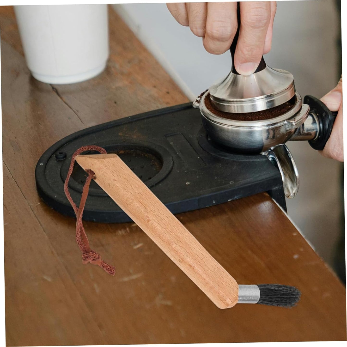 ARTIBETTER 2pcs Espresso Machine Cleaning Brush Natural Bristle Coffee Brush for Efficient Cleaning of Espresso Machines and Grinders Ergonomic Handle Essential Tool for Coffee