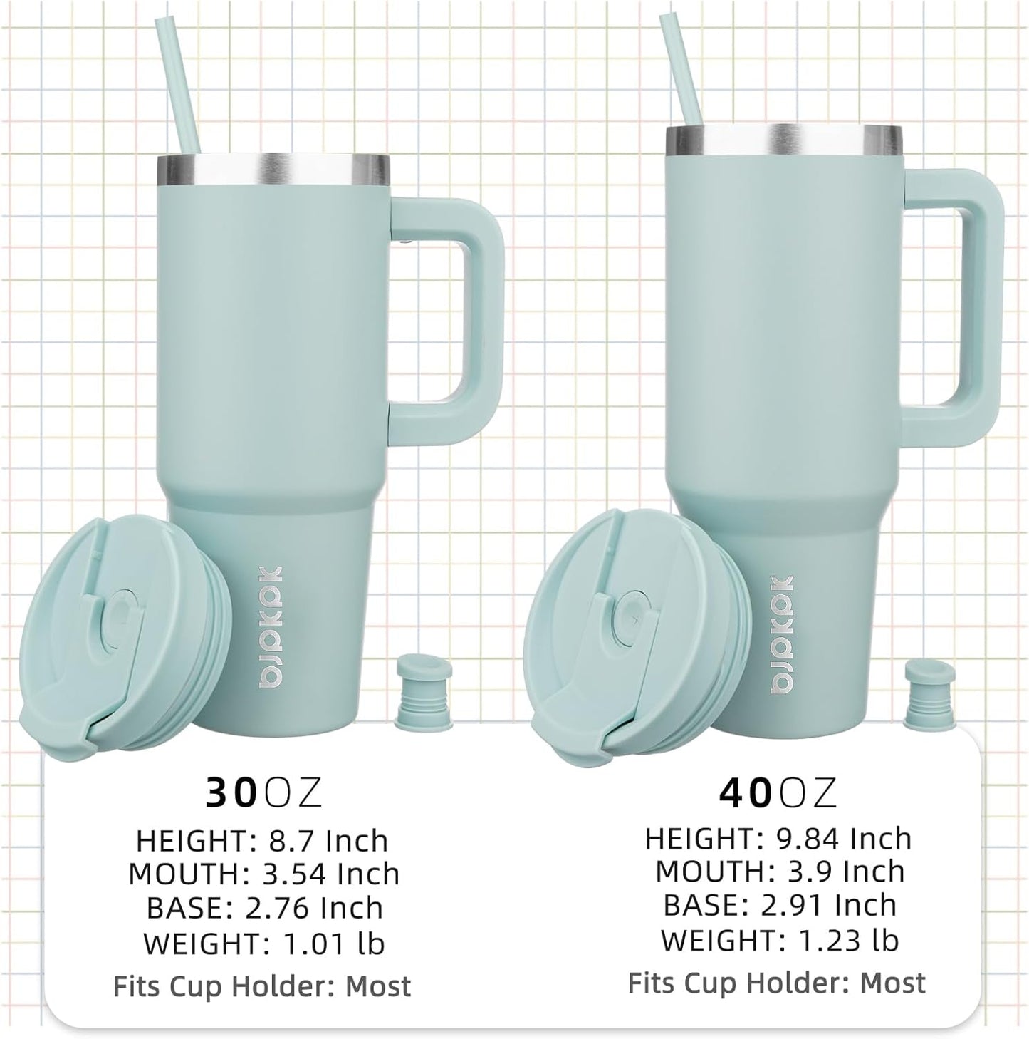 BJPKPK 30 oz Tumbler With Handle Insulated Tumblers With Lid And Straw Stainless Steel Thermal Cup,Blue Haze