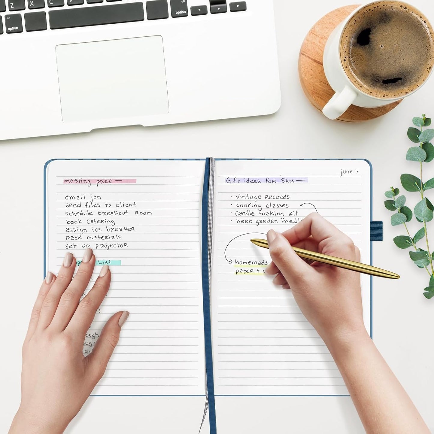 &And Per Se Lined Journal Notebook for Women&Men with Pattern, 160 Pages 100GSM Thick Paper, A5 Hardcover Journals for Writing(Blue)