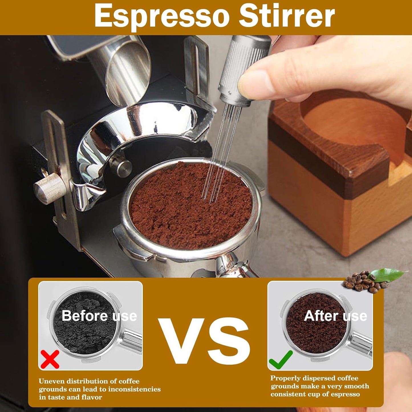53mm Espresso Accessories Kit,Wdt Tool Espresso,Solid Espresso Tamper,Dosing Funnel and Coffee Puck Screen,Silicone Tamper Mat,0.4mm Stainless Steel 6pin Espresso Stirrer,Barista Tools Espresso Kit