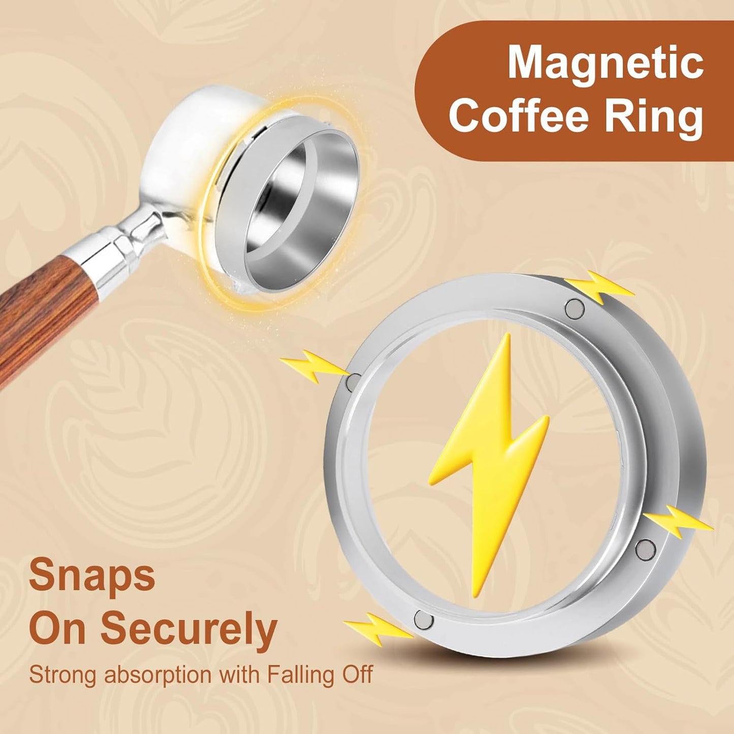 49MM Espresso Dosing Funnel With Magnetic Coffee Ring, Powder Ring Dispenser Doser for Portafilter Accessory, Espresso Distribution Tool, Coffee Tamping Manual Coffee Making Tool (Silver)