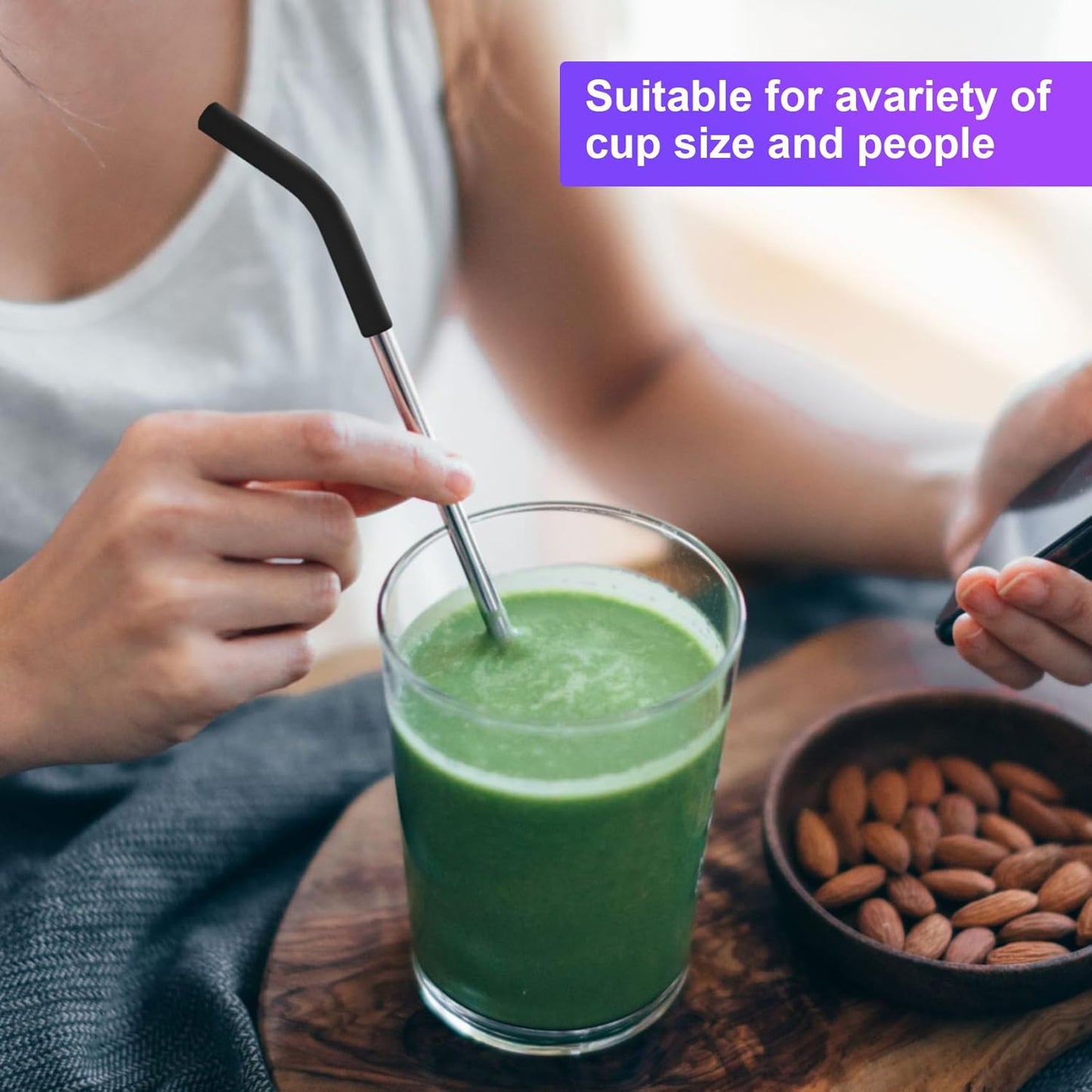 6Pcs Metal Straw Silicone Tips 5/16 IN Wide(8mm Outer Diameter) Food Grade Rubber Flex Elbow Straw Covers Replacement Tip for Stainless Steel Metal Straws,Black