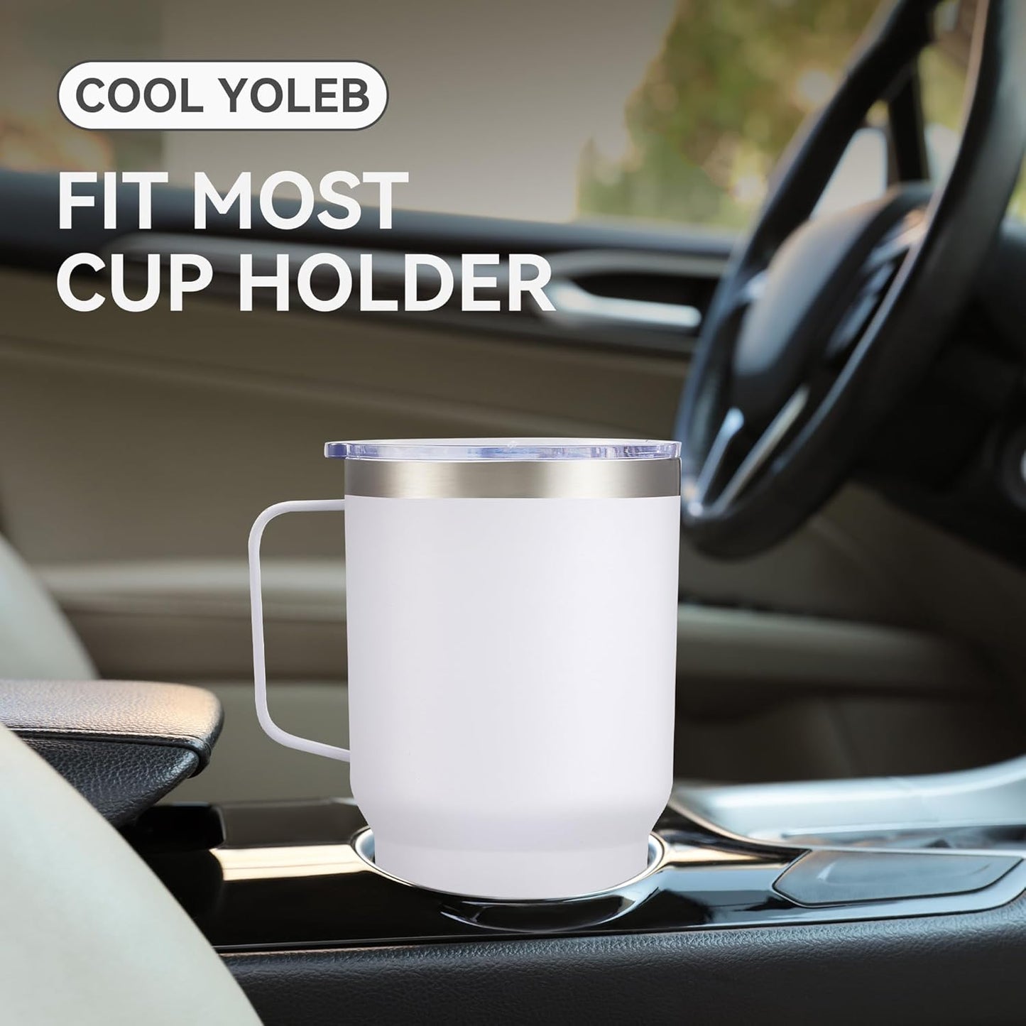 30 oz Tumbler with Handle and Lid, Stainless Steel Tumblers Bulk Double Wall Vacuum Insulated Travel Mug Leak Proof Cup Keep Drinks Cold and Hot White, 12 Pack