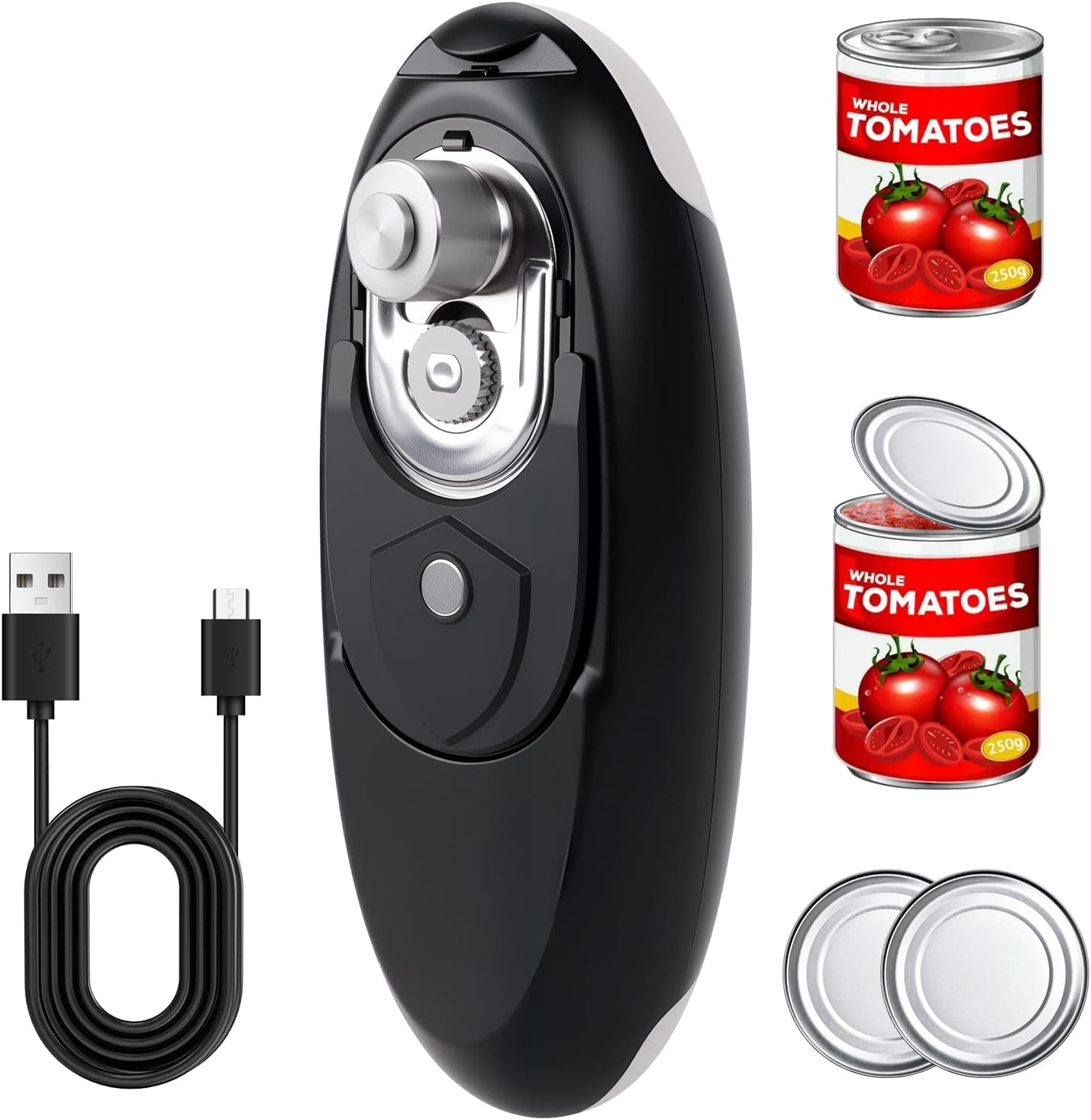 Electric Can Opener, Can Opener Electric Fits All Can Sizes, One Touch USB Rechargeable Electric Can Opener for Kitchen and Seniors with Arthritis, Chef, Automatic Can Opener, Portable Kitchen Gadgets