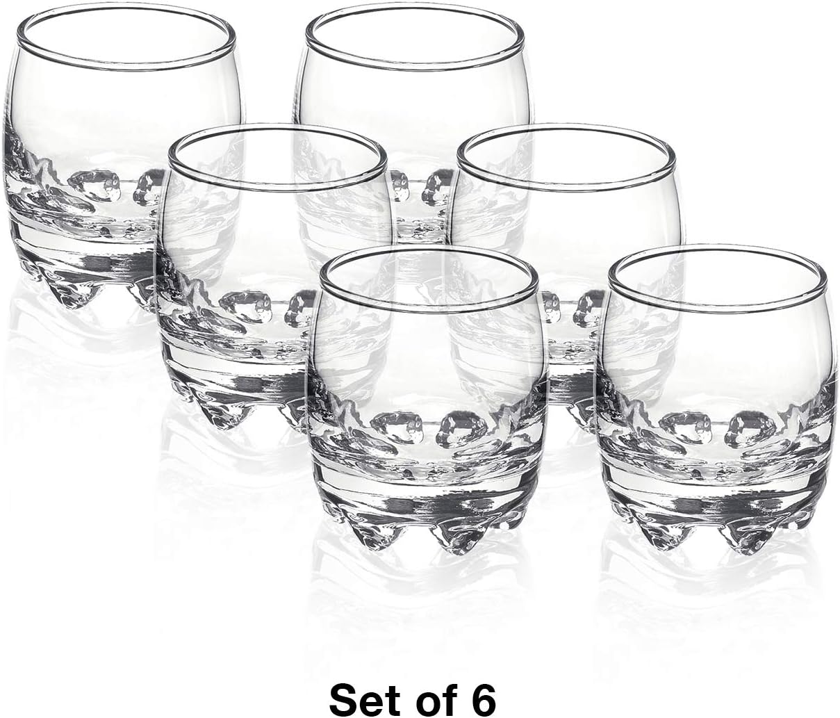 Bormioli Rocco Galassia Shot Glasses – Gift Set Of 6 Drinking Shot Cups With Elegant Curved Shape, Heavy Sham & Interlocking Feet – Short Shooter Tumblers For Liquors & Spirits (2.25oz)