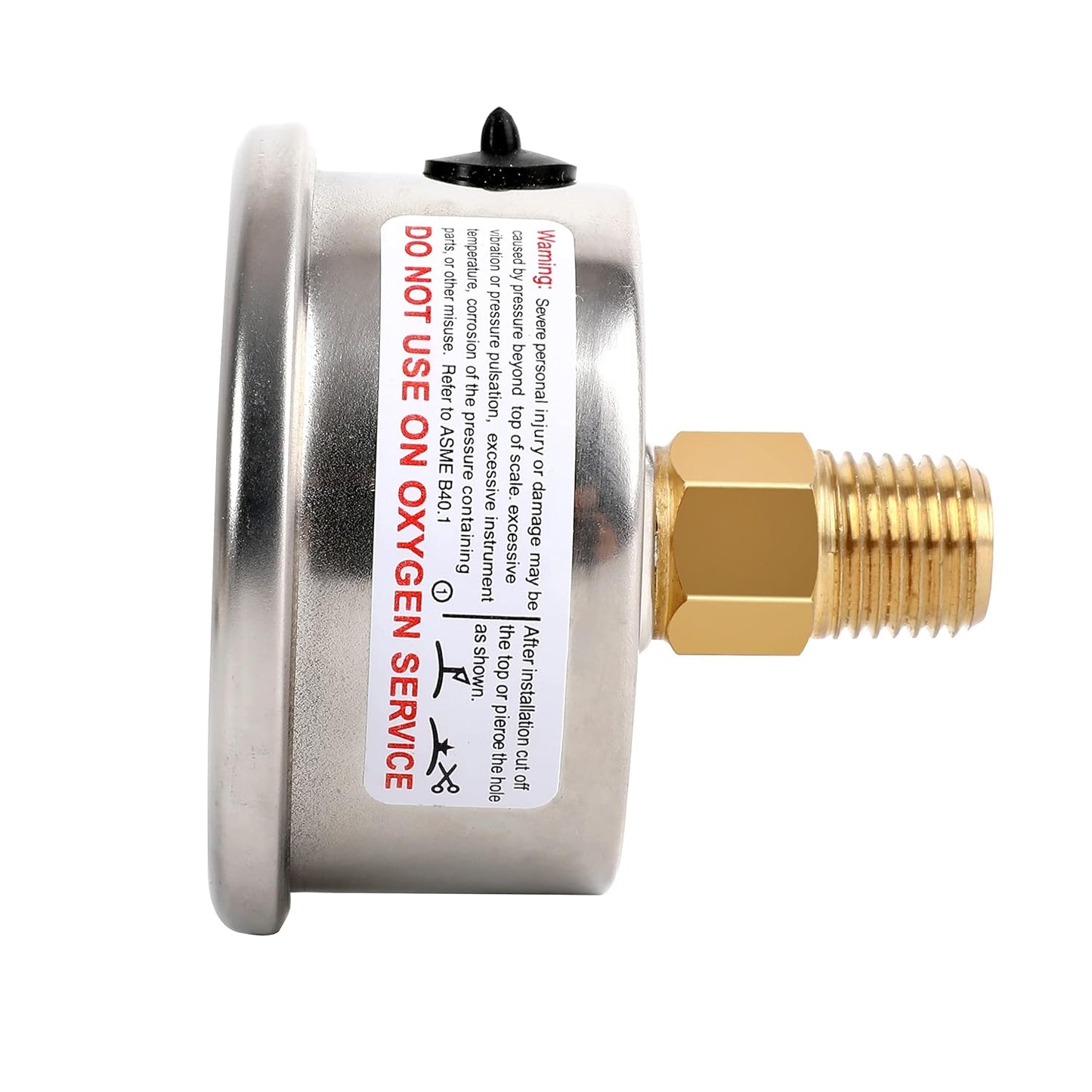 Glycerin Filled Pressure Gauge with 304 Stainless Steel Case, 1-1/2" Black Dial, 0-60Psi, High Accuracy, 1/8" NPT Center Back Mount…