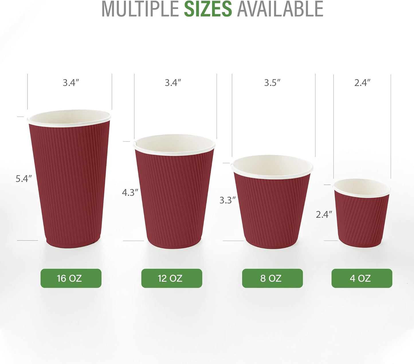 Restaurantware 12 Ounce Ripple Wall Disposable Coffee Cups, 500 Insulated Crimson Paper Tumblers with Rolled Rim Design, Lids Sold Separately for Hot Drinks like Tea, Hot Chocolate and More