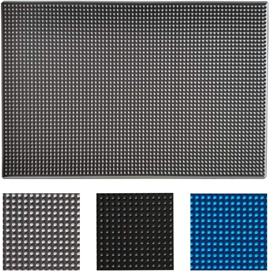 17.7" x 11.8" Rubber Bar Mats, Non-Slip and Anti-Spill Non-Toxic Soft Rubber Mats, Coffee Bars, Bars, Restaurants and Barbers Service Mats, Gray, 1Pack