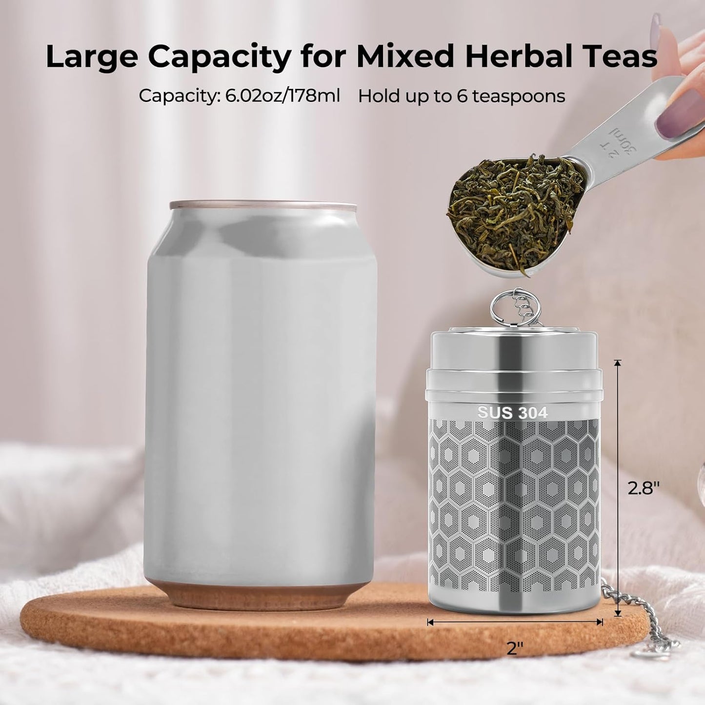 Reinmoson Large Tea Infuser for Loose Tea & Spice Infuser for Cooking, Extra Fine Mesh Tea Strainers, 304 Stainless Steel Loose Leaf Tea Steeper for Black Tea, Rooibos, etc