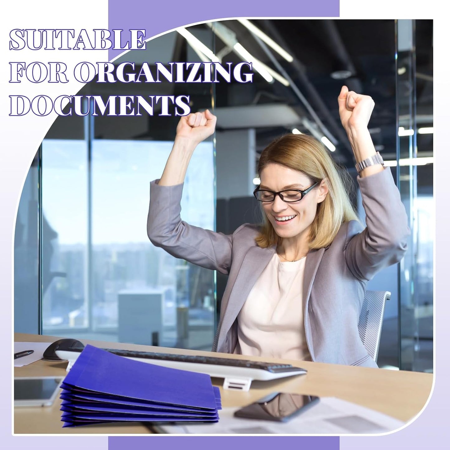 72 Pcs Classification Folders Letter Size, Back to School Supply for Teacher, Student, 3 Dividers Pressboard File Folder Bulk with 2 Fasteners, 3.5 Inch Expanding File Organizer (Purple)