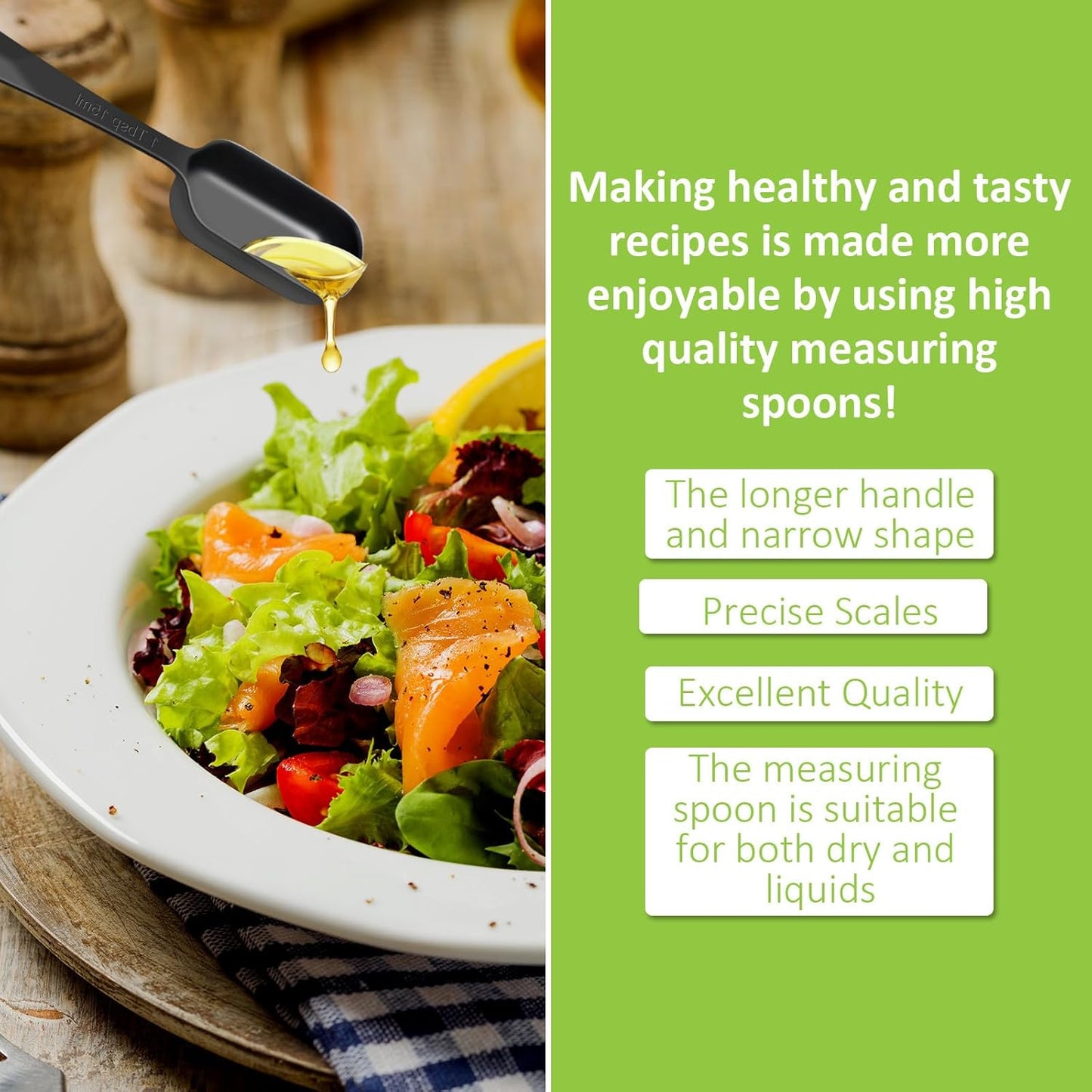 2 Pcs 3/4 Teaspoon(| 3.75 mL | 3/4 Tsp | 1/4 Tbsp | 3.75 cc | 1/8 oz) Stainless Steel Single Measuring Spoon, Long Handle Metal Measuring Spoon, Kitchen Gadgets for Cooking & Baking(Black)