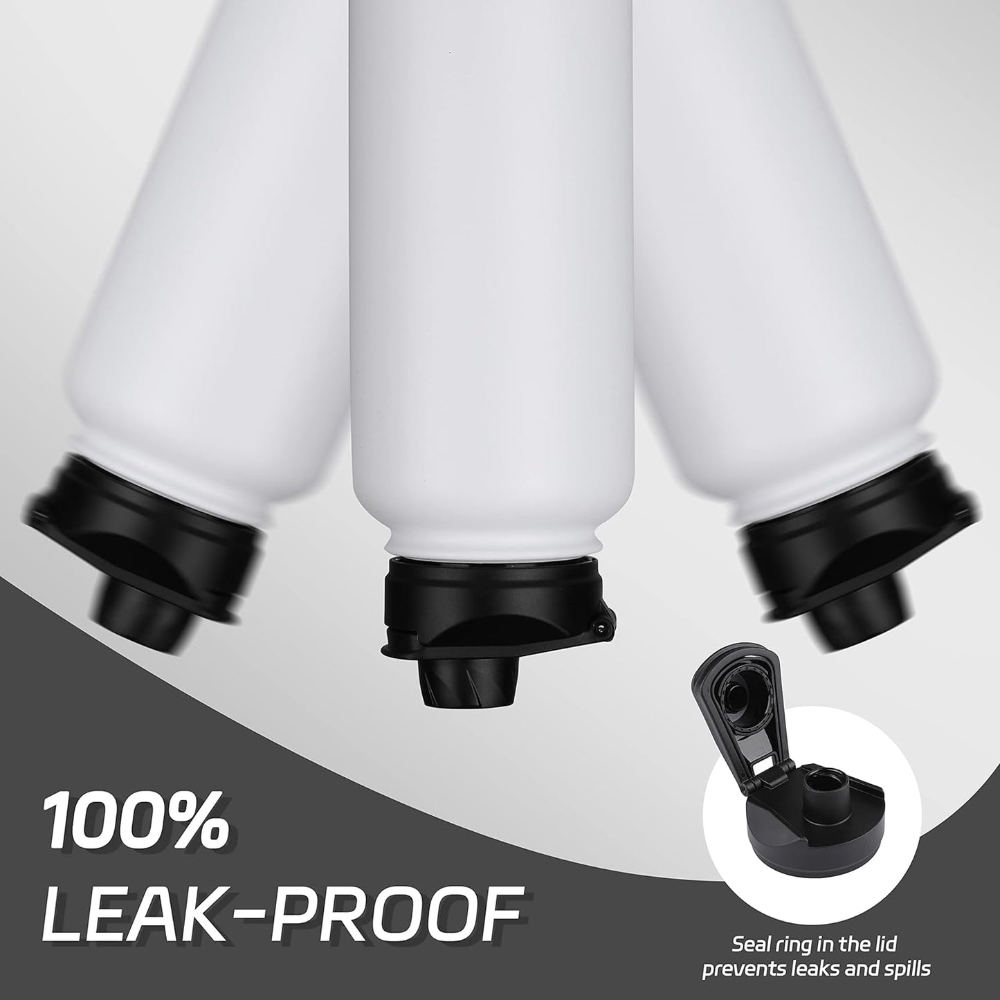 HASLE OUTFITTERS 40oz Stainless Steel Water Bottle, Vacuum Insulated Double Walled Leak Proof Sports Water Bottle with 2 Lids (Straw and Spout Lid) Thermo Mug Keep Cold and Hot(White,1)