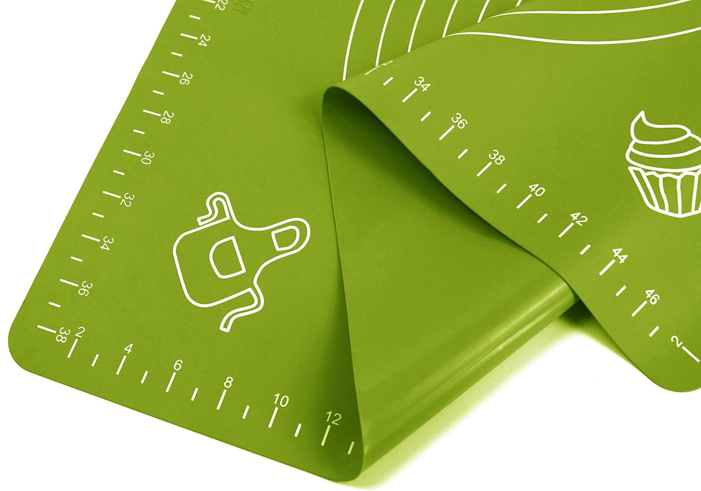 Silicone Baking Mat for Pastry Rolling Dough with Measurements, 19.7" x 15.7" BPA Free Non stick and Non Slip Green Table Sheet Baking Supplies for Bake Pizza Cake
