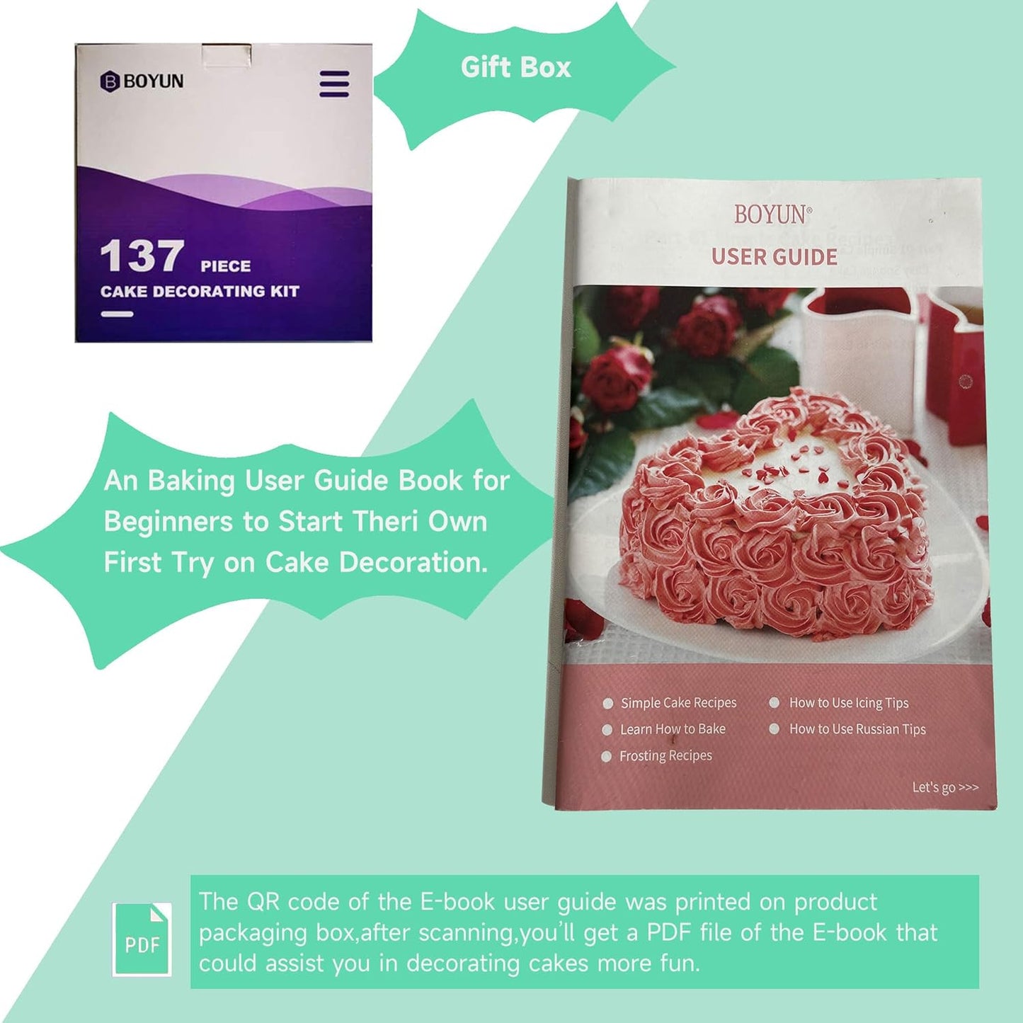 Cake Decorating Kit,137pcs Cake Decorating Supplies with Cake Turntable for Decorating,Pastry Piping Bag,Russian Piping Tips Baking Tools, Cake Baking Supplies for Beginners(Green)