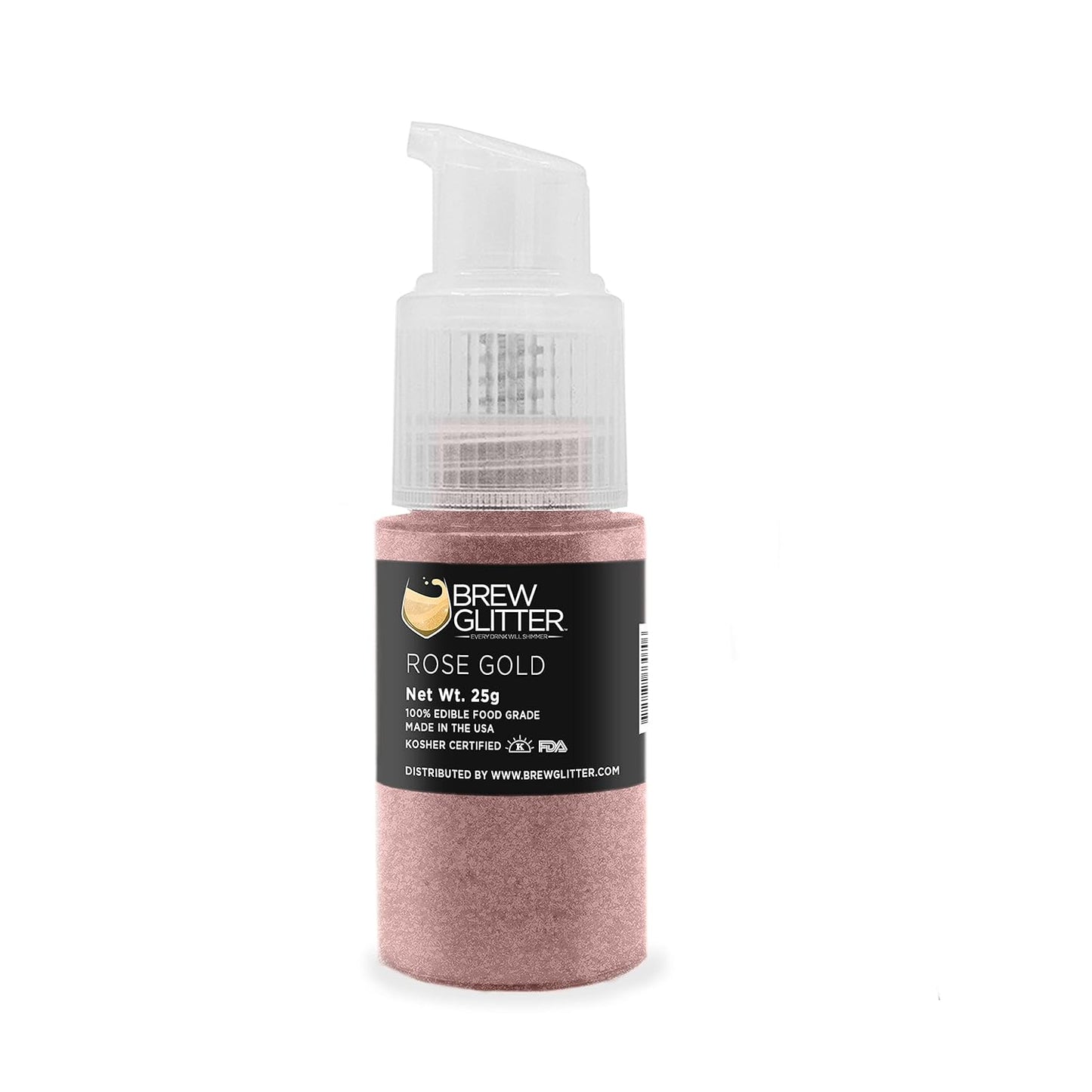 Rose Gold BREW GLITTER Edible Glitter For Drinks, Cocktails, Beer, Garnish Glitter & Beverages | KOSHER & HALAL Certified | 100% Edible & Food Grade | Vegan, Gluten, Nut Free (25g Spray Pump, Rose Gold)