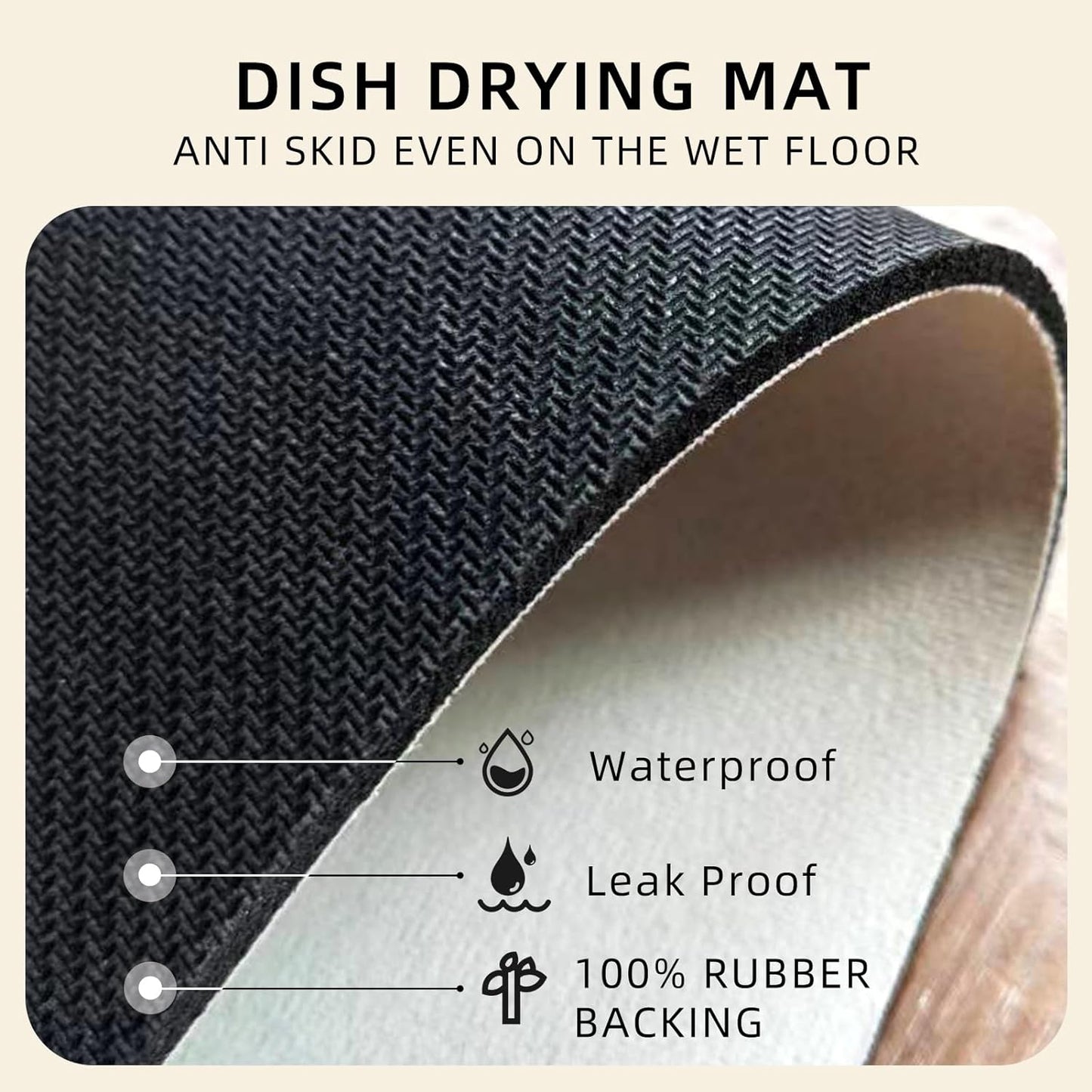 Dish Drying Mat, Absorbent Coffee Mat Rubber Backed, Soft Silicone Dish Drying Mat for Kitchen Counter or Sink for Kitchen Bathroom Coffee Bar (Birds and Flowers, 12 x 16 Inches)