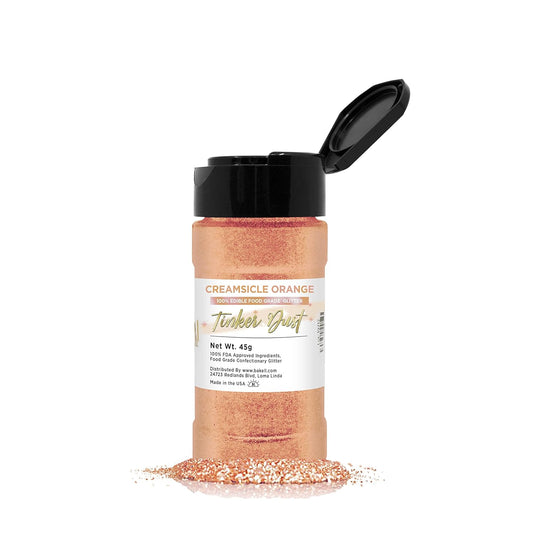 Bakell - Tinker Dust Creamsicle Orange Edible Glitter for Cakes, Cupcakes, Cake Pops, Drinks, Desserts and Beverages, 1x 45g Shaker Jar