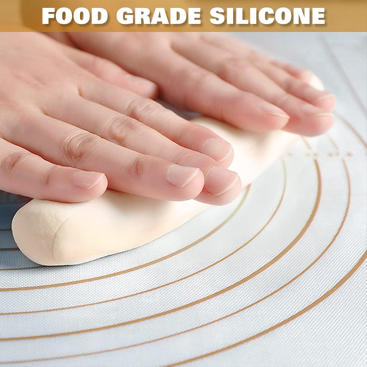 Silicone Pastry Mat Extra Thick Large Non Stick Baking Supplies Kitchen Counter Cooking Rolling Dough Sheet Pie Crust Sourdough Bread Oven Liner with Measurement (XL-20''(W)*28''(L), 3#Gold)