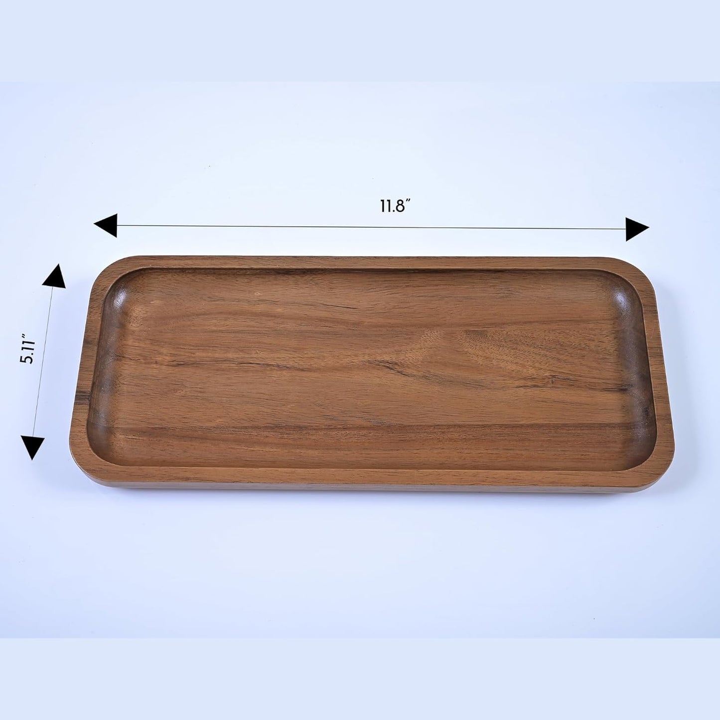 Acacia Wooden Tray Pack of 3 - Wood Serving Tray, Rectangle Cheese Plates - Charcuterie Boards, Wooden Trays for Decor, Vegetables, Fruit, Appetizer Trays (11.8 x 5.11 inches)