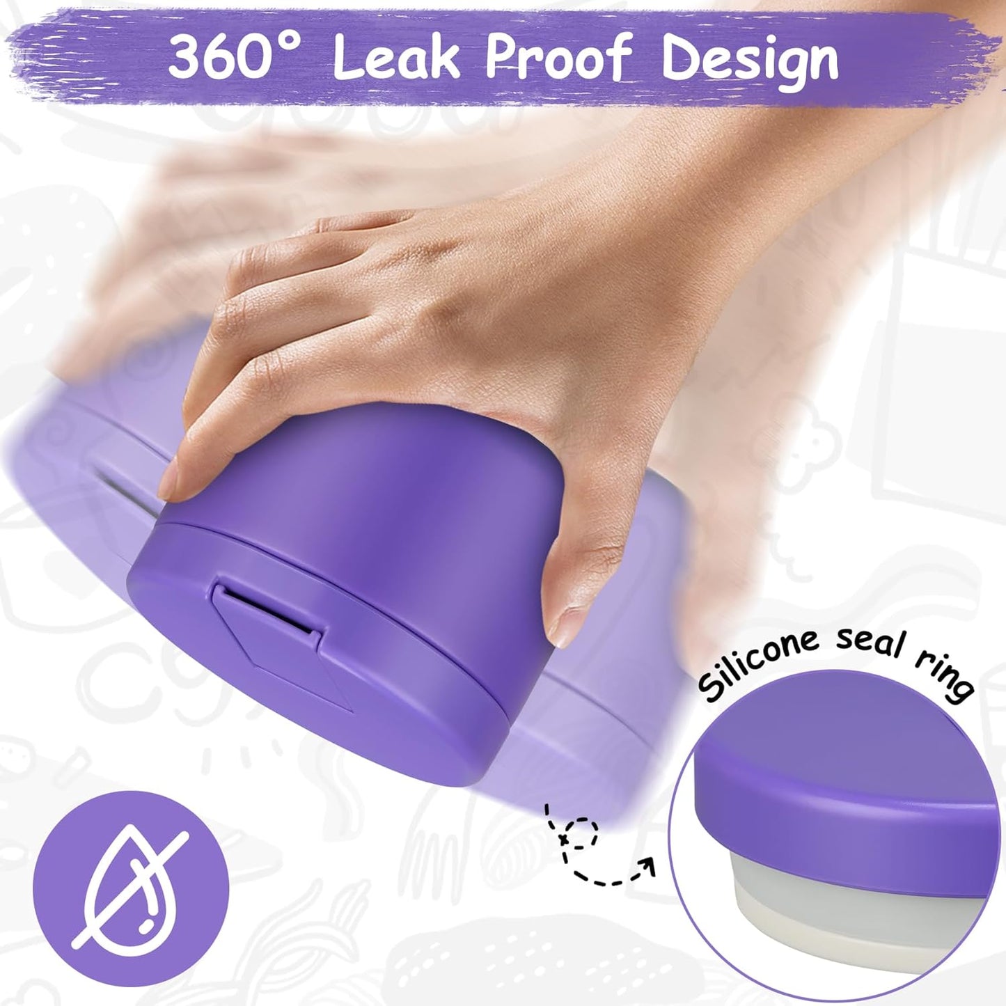 12oz Insulated Vacuum Food Jar with Buckle Lid Wide Mouth Soup Thermo for Hot Food Kids Leakproof Stainless Steel Lunch Container (Purple, 12OZ)