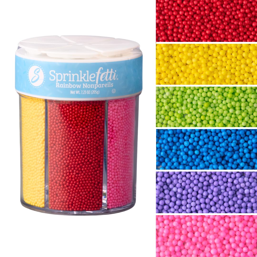 Sweets Indeed Sprinkles, Edible Sprinkle Mix, Perfect for Cake Decorations, Baking, Ice Cream, Cookies, Cupcake Topper (Rainbow Nonpareils)