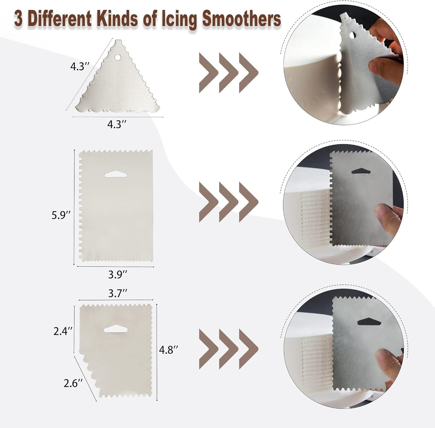 12" Acacia Wood Revolving Cake Stand, 2" High Rotating Cake Turntable with 2 Icing Spatulas, 3 Smoothers, Wooden Rotating Display Stand for Cake, Cupcake Decorating Supplies