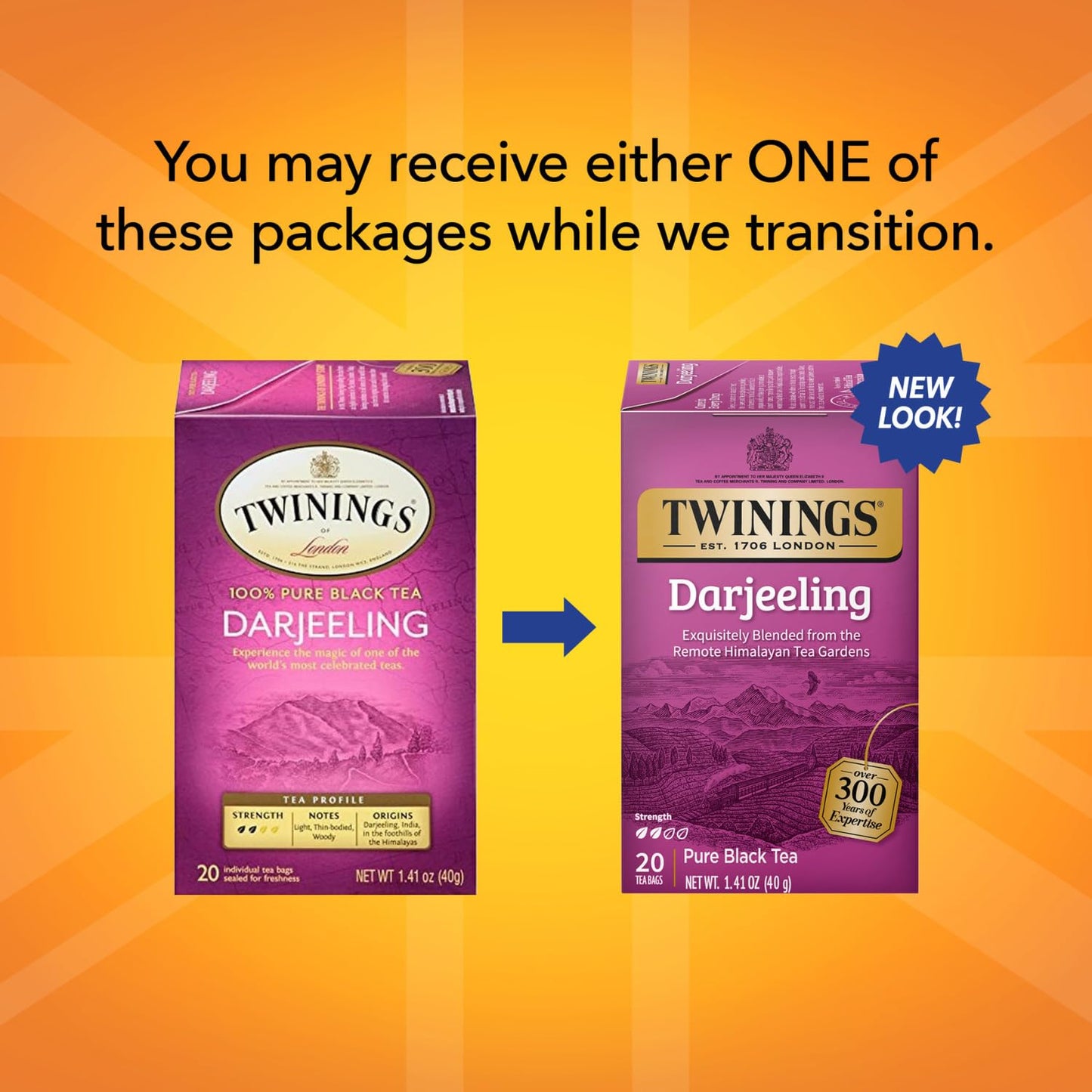 Twinings Darjeeling Tea - Caffeinated Black Tea Bags Individually Wrapped, 20 Count