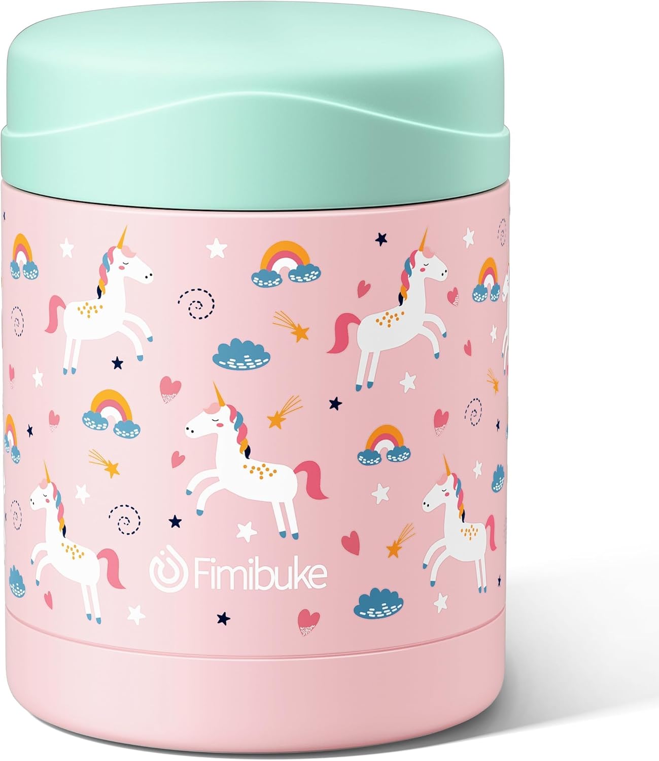 Fimibuke Insulated Kids Food Jar, 12 OZ BPA FREE Wide Mouth Stainless Steel Vacuum Thermos for Hot Cold Food for School Travel Leakproof Toddler Boy Girl Lunch Container Snack Cup for Fruits Veg Soup