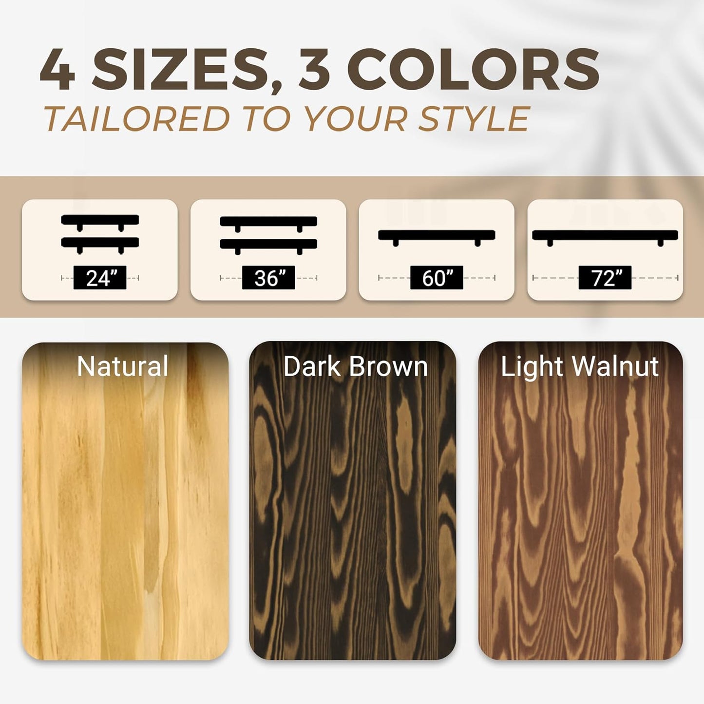 60'' Pine Wood Floating Shelf for Wall - Rustic Wall Mounted Wooden Shelf for Stylish Home Décor, Fireplace Mantel 60inch (Light Walnut, 60x8x2) - 1pcs