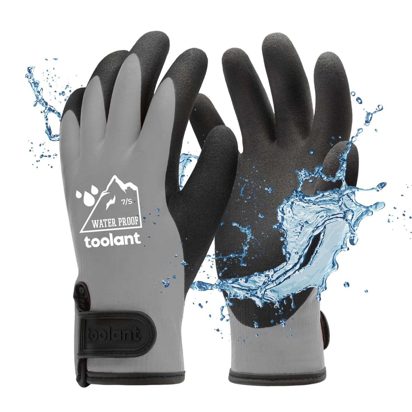 100% Waterproof Gloves for Men and Women, Winter Work Gloves for Cold Weather, Thermal Insulated Freezer Gloves, Touch Screen, With Grip, Grey, Small