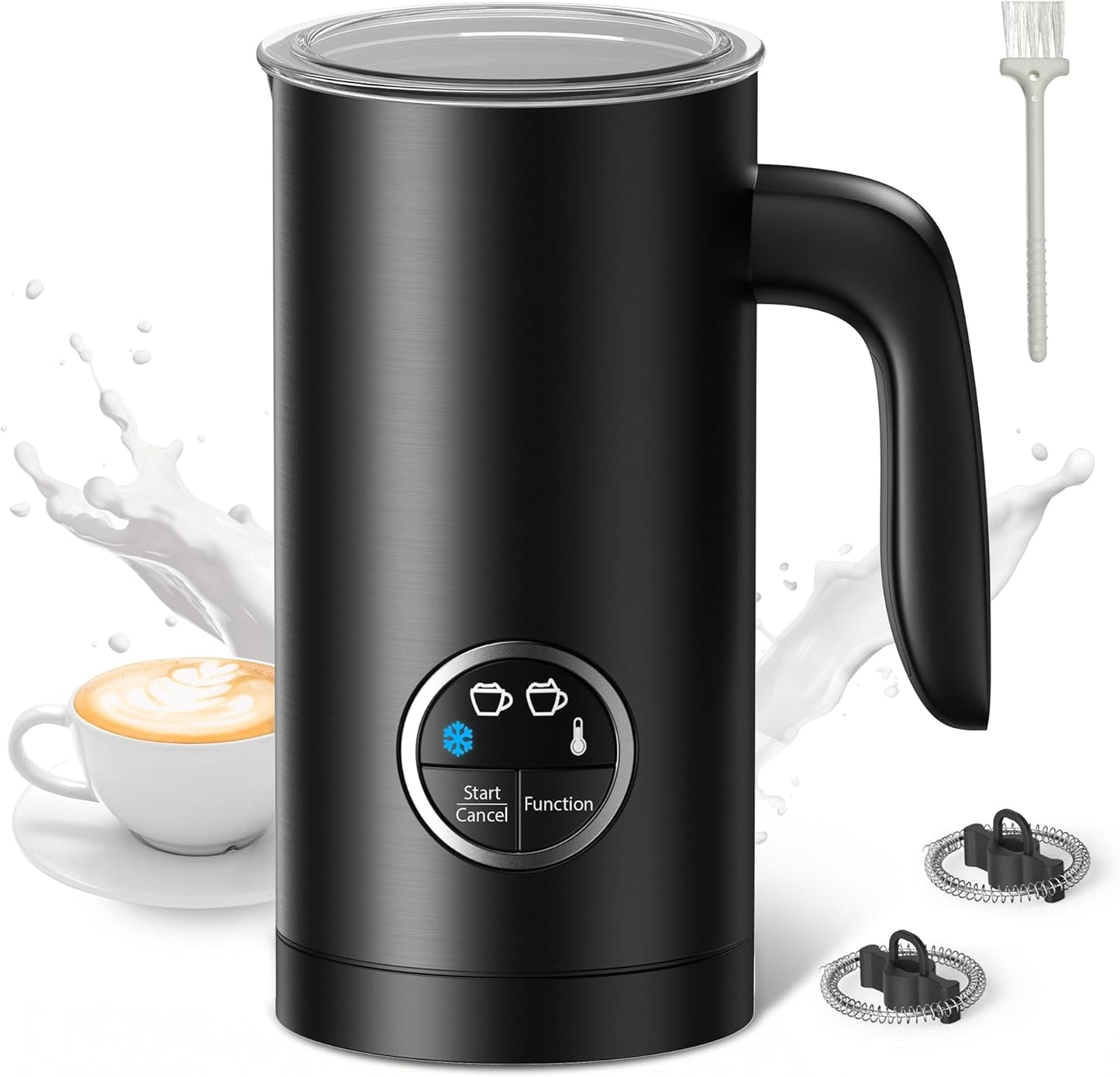 Milk Frother, Airyoyo 4-in-1 Milk Frother with Stand, Electric Milk Frother and Steamer Hot& Cold Foam Temperature Control, Auto Shut-Off Frother for Coffee Latte