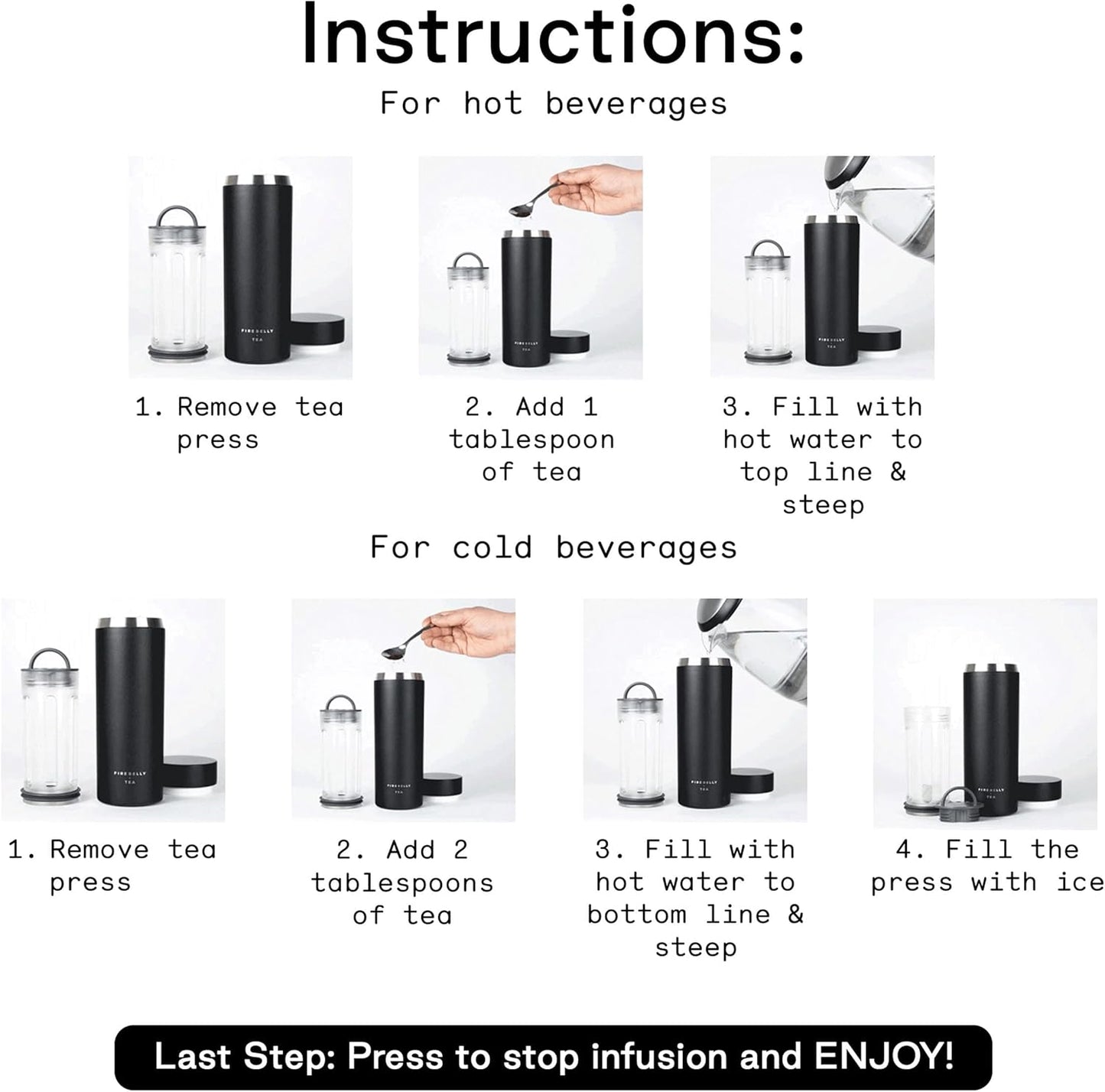 Firebelly Tea, Travel Tea Infuser Mug with Strainer, Insulated Tumbler for Loose Leaf Tea or Coffee, Leakproof Bottle for Hot or Iced Drinks, Stainless Steel Thermos with Lid, Blanc