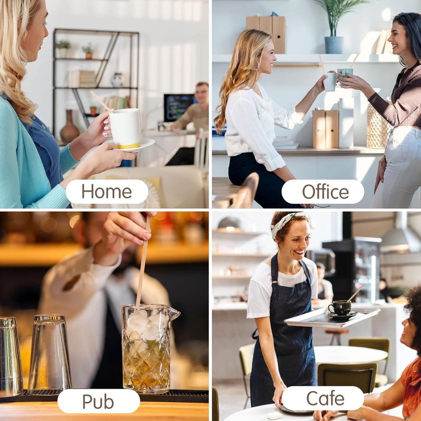 WISYOK 1200 PCS Coffee Stirrers, 5.5 Inch Premium Birch Wooden Sticks, Splinter-Free Smooth Round Ends, Disposable Stir Sticks for Coffee, Cocktails, Office, Home, Coffee Bars