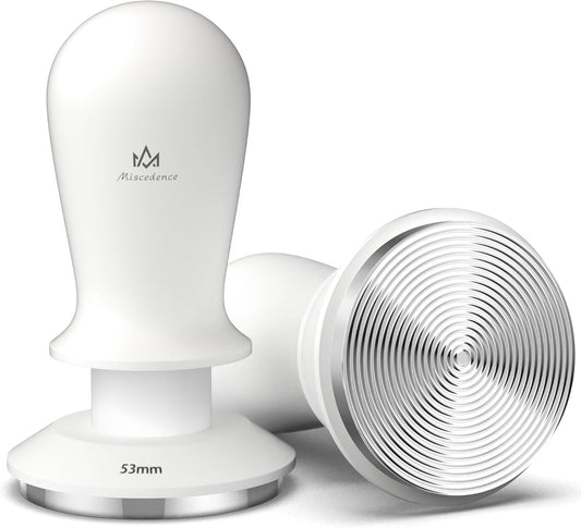 Espresso Tamper 53mm Calibrated Spring Loaded Coffee Tamper with Constant Pressure, Triple Spring Impact Sound Feedback for Barista Home Use (white, 53mm)