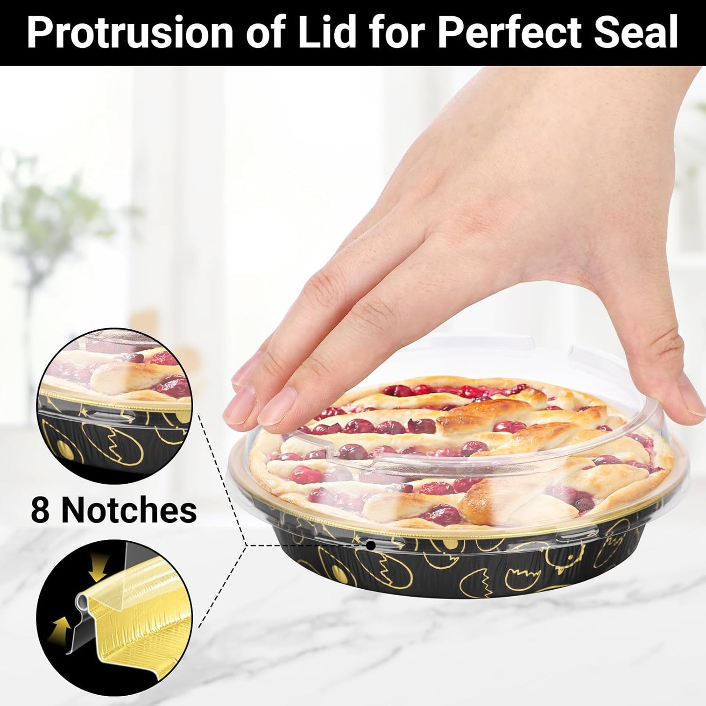 EUSOAR Aluminum Pans with Lids, 25pcs 10oz/275ml Black/Gold Cake Containers Baking Cups, Muffin Liners Foil Ramekins Cupcakes Liners Bread Pudding Round Holders Cups for Wedding Birthday Party