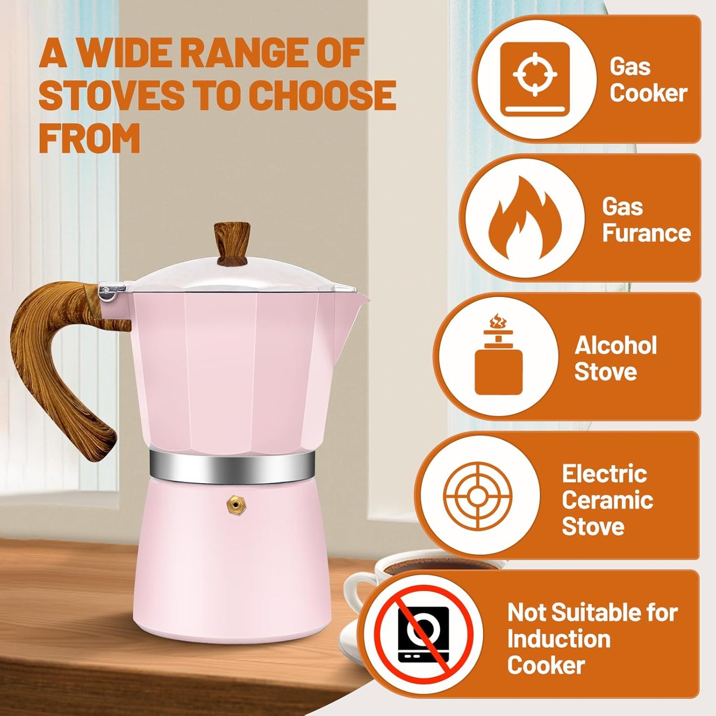 3 Cup Aluminum Espresso Stovetop Moka Pot Express Coffee Maker Percolator Italian Classic Mocha Coffee Machine for Italian and Cuban Cafe Brewing for Home & Camping 150ml 5oz