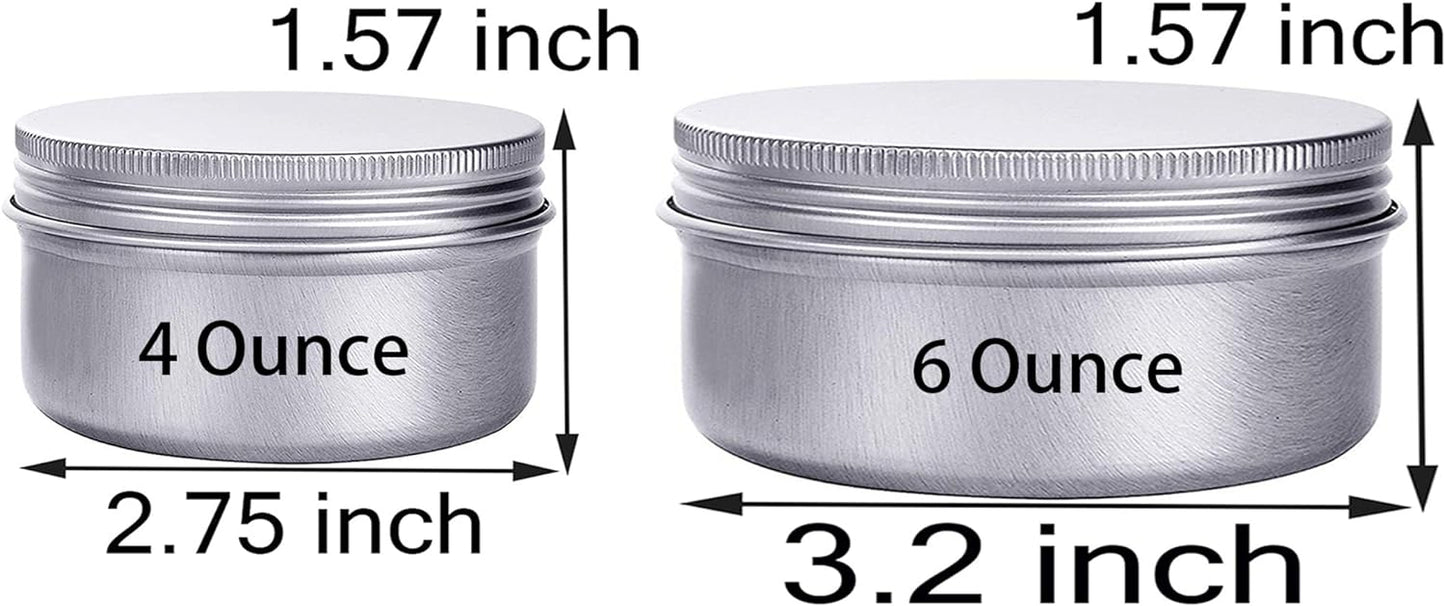 6 Ounce Aluminum Cans 180 mL Screw Lid Metal Storage Tins Containers for Storing Spices, Candies, Lip Balm, Candles, 6 Pcs.