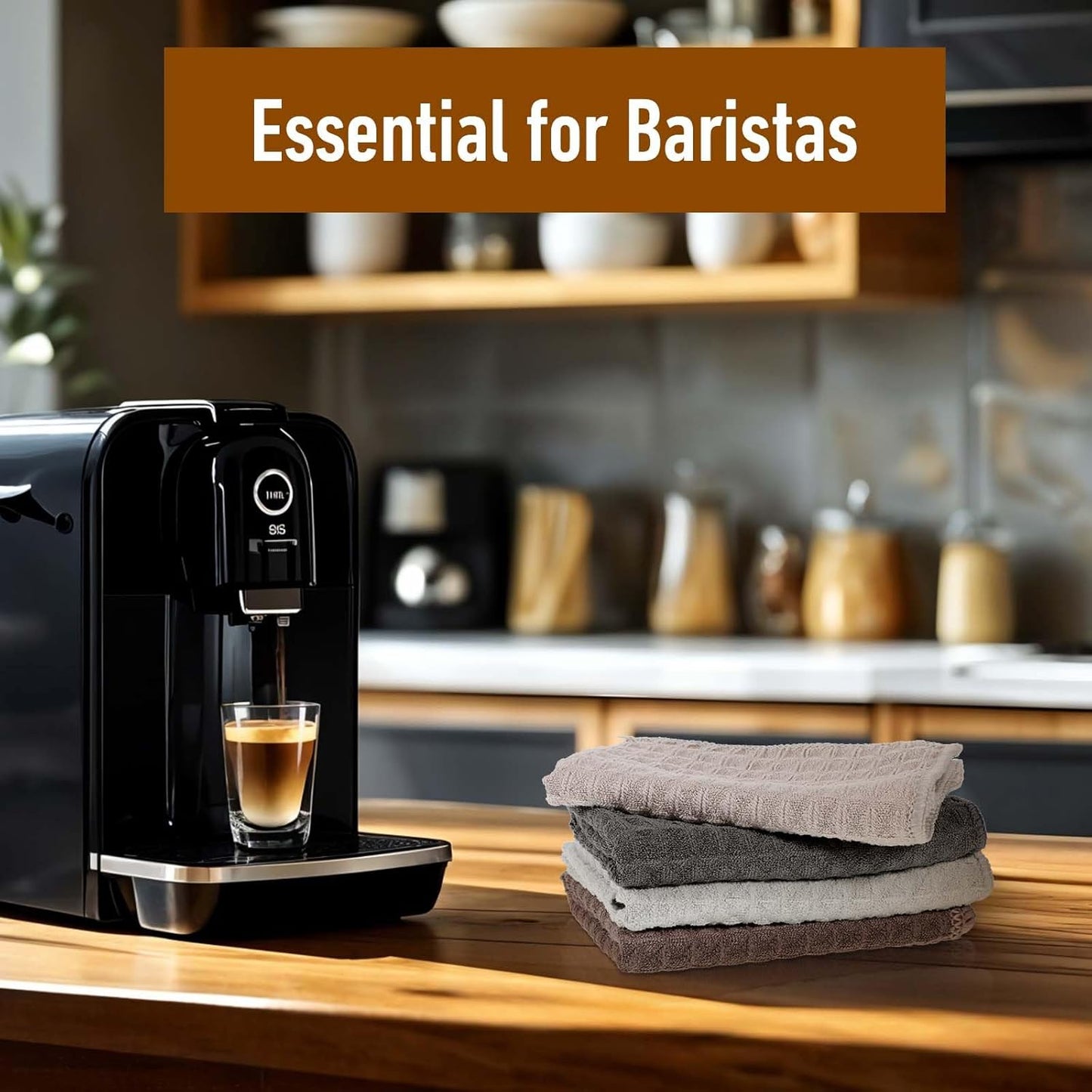 4 Pack Barista Microfiber Cloths 12”x12” Barista Towels Professional Cleaning Towels for Espresso Machines, Steam Wands Countertops Coffee Bar Accessories