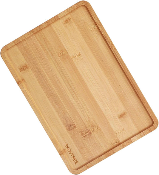 Bamboo Tray for Serving Food, Tray for Eating and Serving Coffee, Tea, 13.0×9.1 Inch